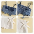 thumbnail image 5 of Wavsuf Kids Girls Summer Outfit Solid Color Sleeveless Bow Denim Camisole Top Elastic Casual Skirt Shorts Set 1-5 Years Toddler Clothes Blue Size 4Y, 5 of 5