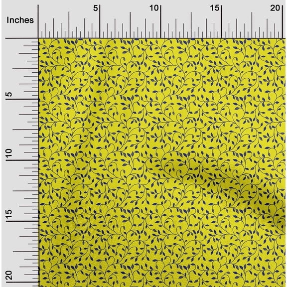oneOone Velvet Yellow Fabric Leaves Sewing Material Print Fabric By The Yard 58 Inch Wide