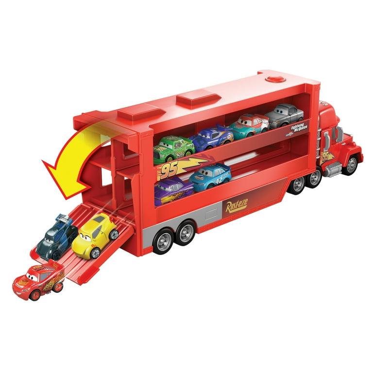 Disney Pixar Cars Mack Mini Racers Hauler with Lightning McQueen