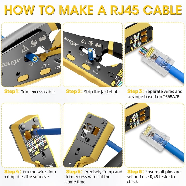 ZoeRax RJ45 Ethernet Crimping Tool for RJ11/RJ12 Standard