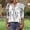 A63 White, variant on Blouse for Women Gradient Ombre Printed V Neck 3/4 Sleeve Button Down Loose Fit Casual Office Workwear Tunic Top
