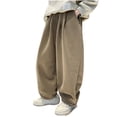 thumbnail image 2 of HOMADLES Boys Joggers Pants for Teens Boys Fleece Loose Fit Workout Hiking Stretch Casual Jogger Pants Khaki 7 T, 2 of 4