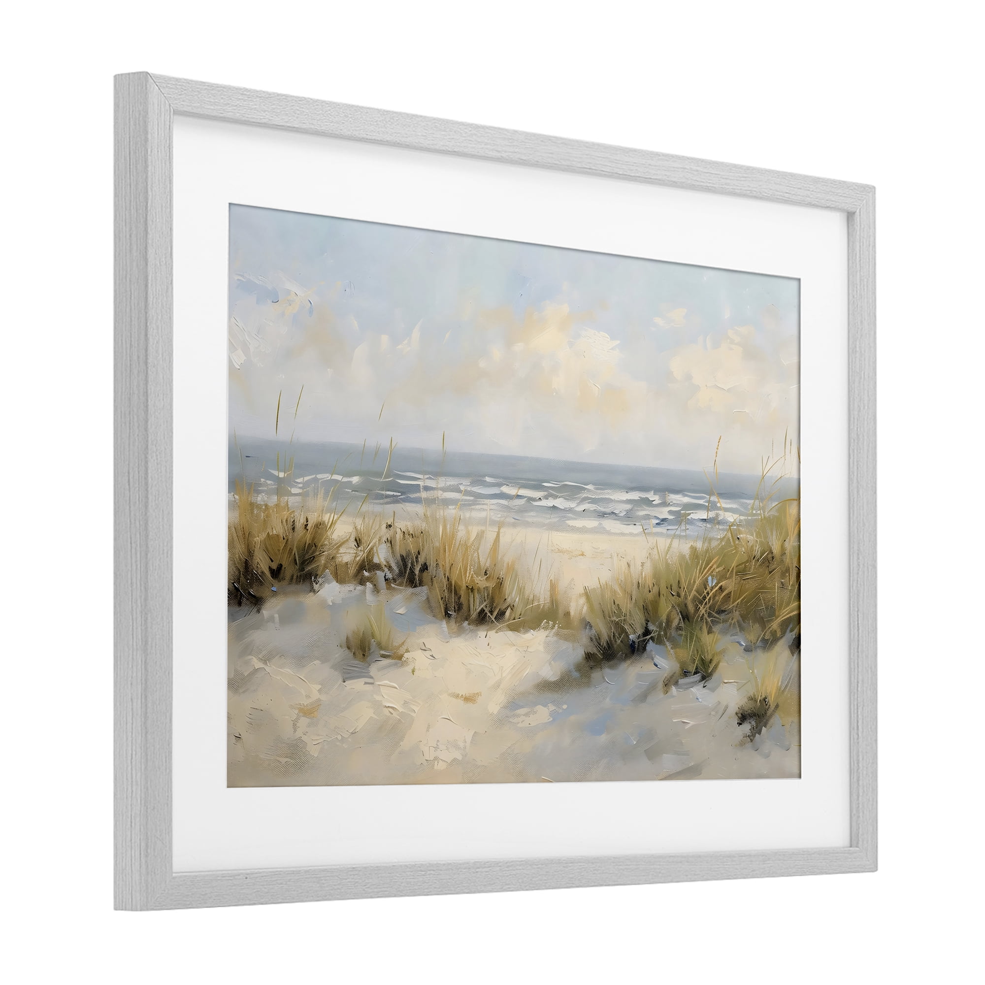 Stupell Industries Coastal Birds Over Dunes Gray Framed Print Under Glass, design by Creative Studio