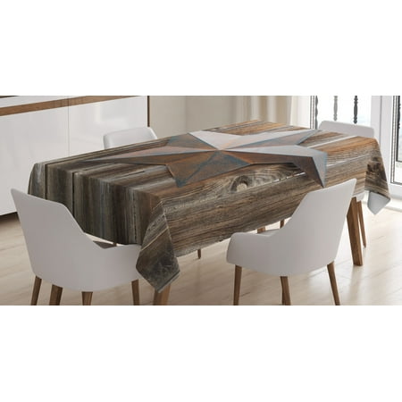 

Primitive Country Decor Tablecloth Antique Rusty Star Figure on Weathered Wooden Planks Vintage Home Image Rectangular Table Cover for Dining Room Kitchen 60 X 90 Inches Brown by Ambesonne