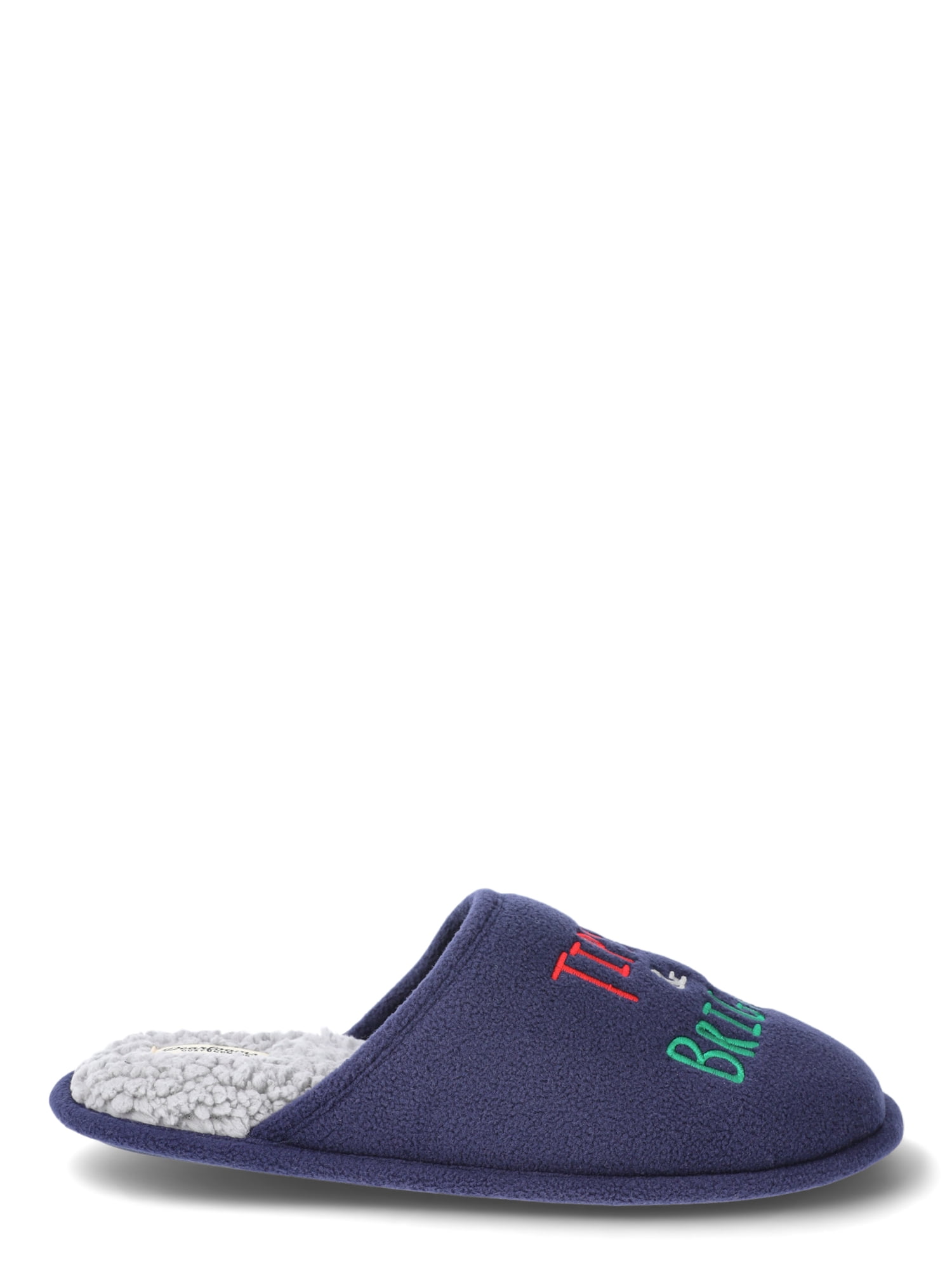Dearfoams Cozy Comfort Men's Holiday Novelty Scuff Slippers, Tipsy and Bright