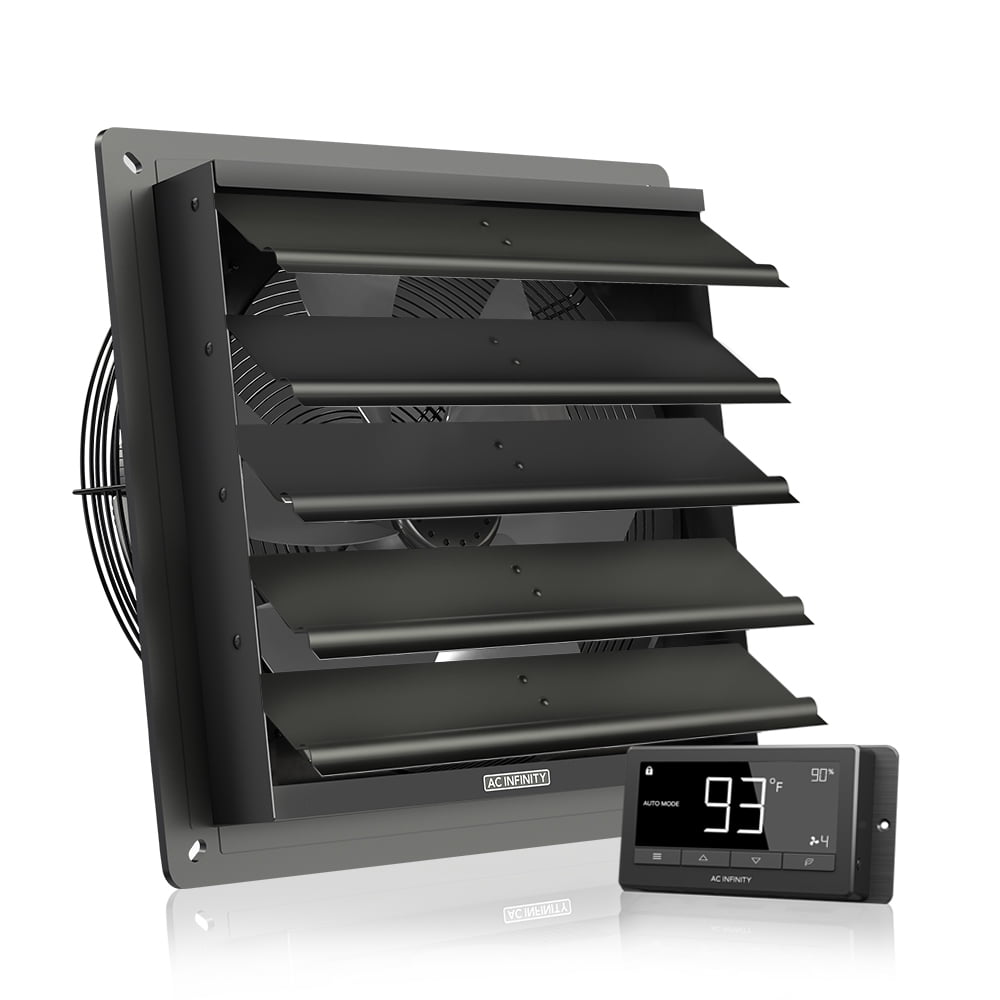 AC Infinity AIRLIFT T16, Shutter Exhaust Fan 16inch with Temperature