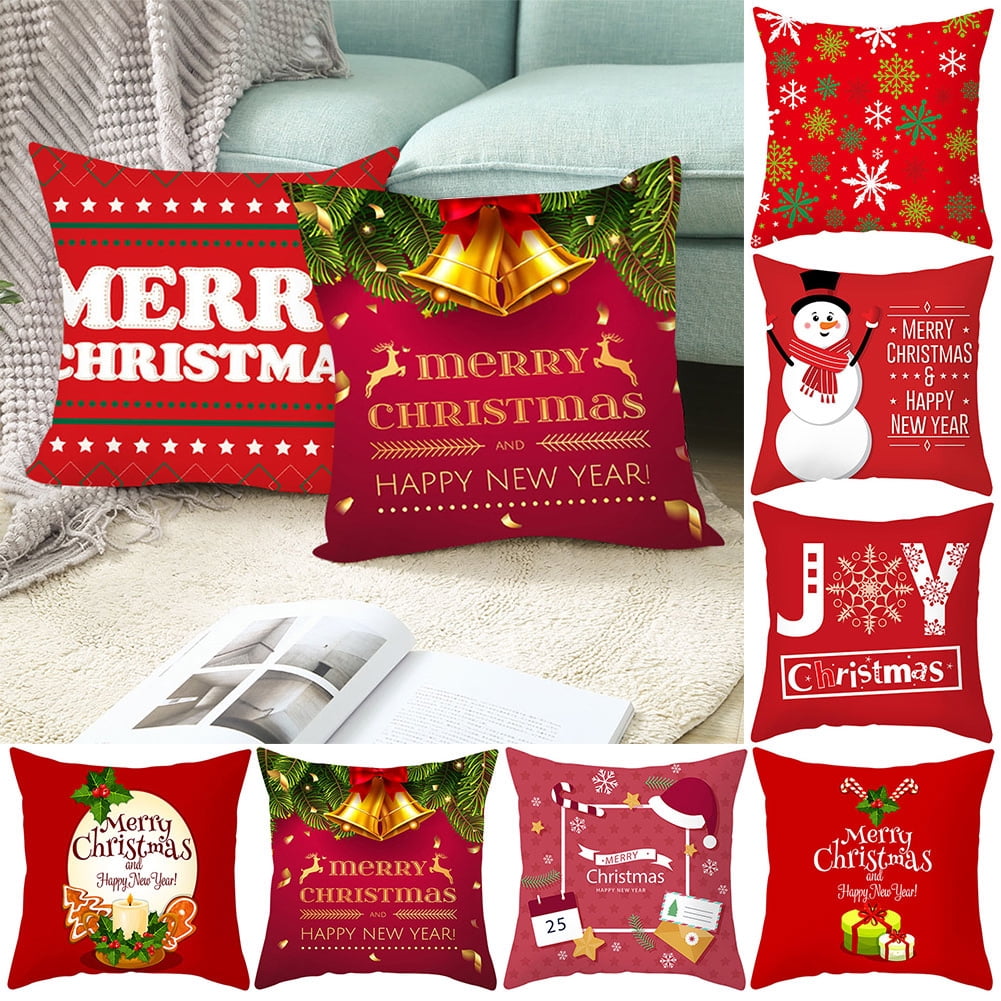 18" Christmas Pillow Case Santa Elk Sofa Car Throw Cushion Cover Xmas Home Decor 