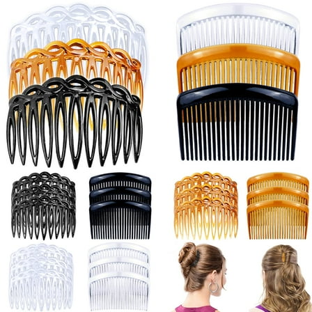 24 Pieces Hair Side Combs French Twist Hair Combs Lightweight Plastic 11/25 Teeth Comb for Women Girls Hairstyle Accessories(11 teeth, 25 teeth)