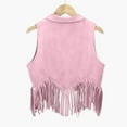 thumbnail image 4 of Fshinging Graphic Tees For Girls Trendy Western Cow Outfits Open Front Fringe Vest Party Dress Up Tassel Fringe Waist Coat Athletic Clothes, 4 of 4