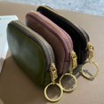 thumbnail image 3 of Monedero mini universal de piel de vaca, llavero para mujer, monedero de piel con cremallera, cartera pequeña, 3 of 4