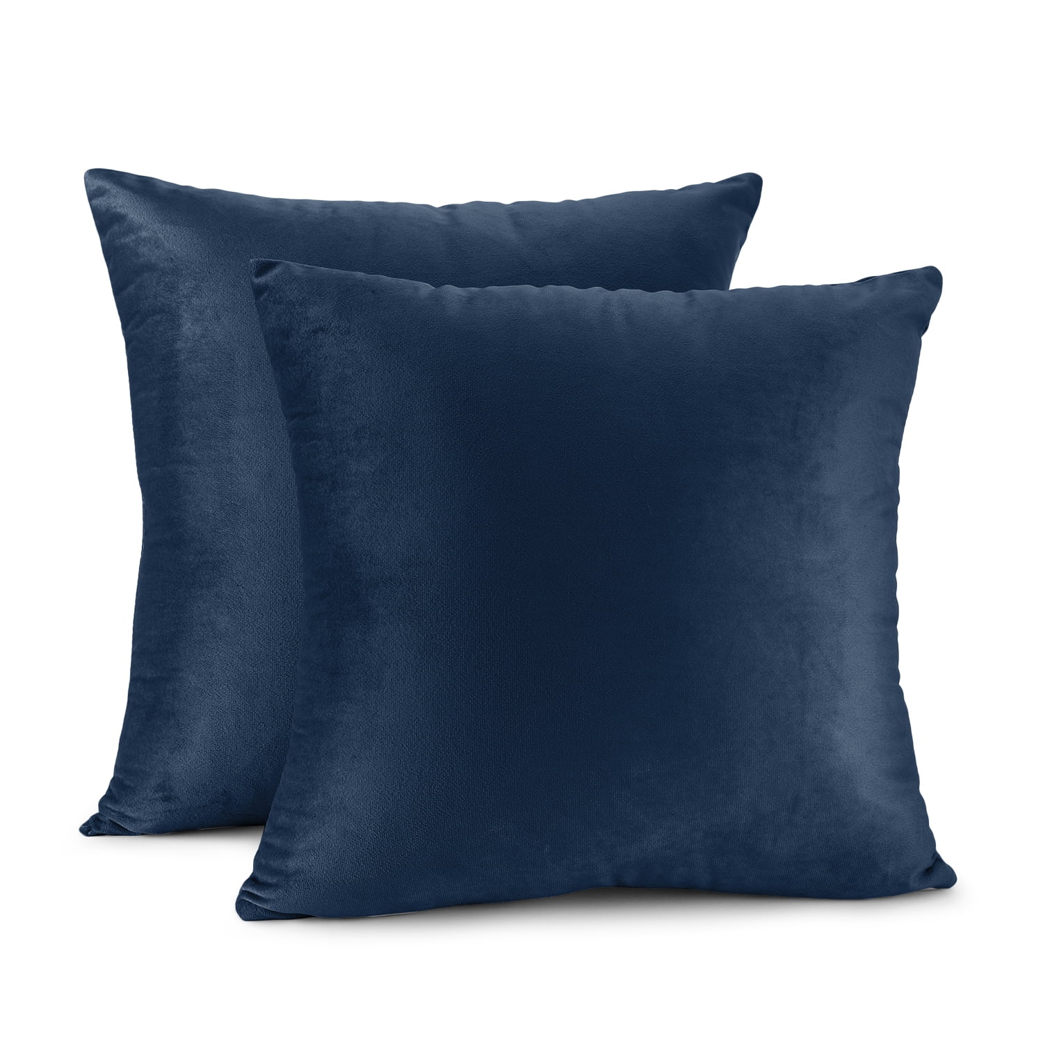 Clara Clark Plush Solid Decorative Microfiber Square Throw Pillow Cover with Throw Pillow Insert for Couch, Navy Blue, 22"x22"", 4 Piece Decorative Soft Throw Pillow Set