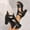 Black 4, variant on HOSHOSE Women's Heel Sandals Fish Mouth Summer Dress Shoes Wide Width High heels