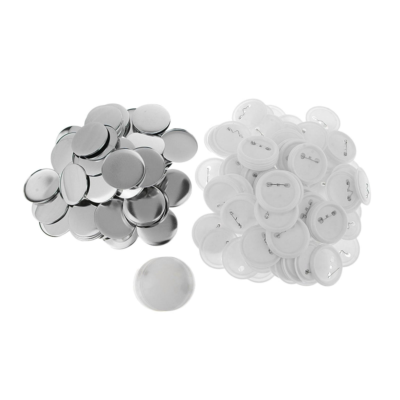 Blank Button Making Supplies 50mm DIY Round Pin Maker Kit For Button Maker Machine With Metal Shells, Back Cover And Clear Mylar