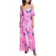 thumbnail image 1 of Vestido Floral con hombros descubiertos y volantes Rachel Roy rosa 10, 1 of 1