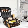 thumbnail image 5 of FORMRS Travel Makeup Bag Large Capacity Train Case Cosmetic Organizer with Adjustable Dividers, Black Fish Pattern, 5 of 8