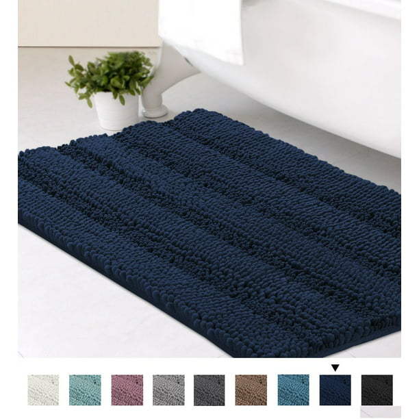 20x32 inch Oversize Bathroom Rug Striped Shag Shower Mat Soft Texture Floor  Mat Machine-Washable Bath Mats with Water Absorbent Soft Microfibers Rugs  