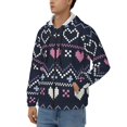 thumbnail image 3 of Uemuo Pixel Heart Winter for Men's Fashion Full-zip Hoodies & Sweatshirts with Kangaroo Pocket, Zip-up Hooded Sweatshirt, Moisture Wicking & Breathable-X-Large, 3 of 5