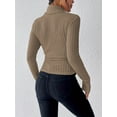 thumbnail image 2 of Chandail Col Roulé Élégant Couleur Unie Manches Longues pour Automne Hiver Femmes, 2 of 10
