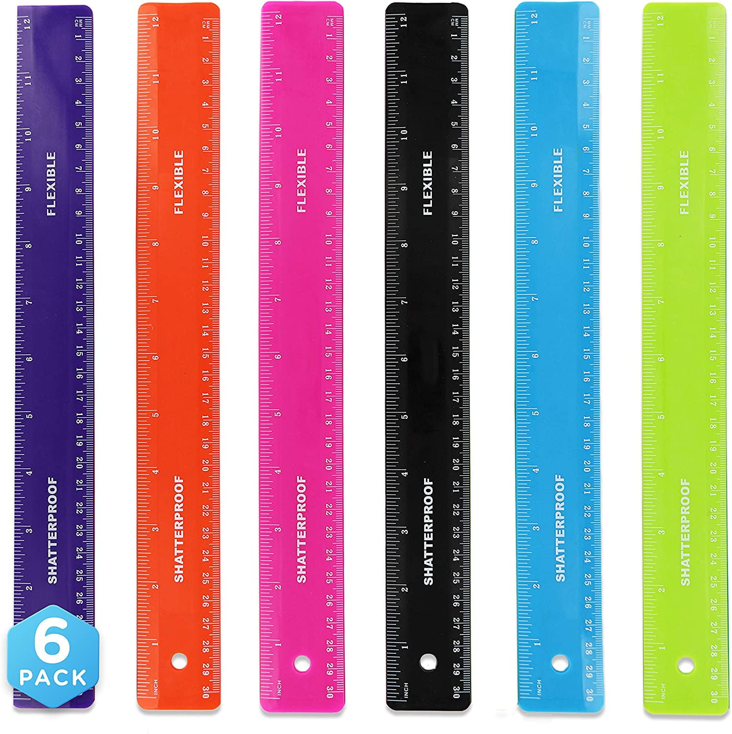 Wiueurtly Flexible Rulers 12 inch Student Transparent Rulers for School Rulers for Student Shatterproof Rulers Office Ruler Straight Soft Ruler, Dual