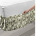 thumbnail image 2 of Floral Bed Skirt, Flower Theme Rose Patterns on Dotted Background in Muted Colors, Elastic Bedskirt Dust Ruffle Wrap Around for Bedding Decor, 4 Sizes, Grey Yellow and Dark Brown, by Ambesonne, 2 of 2