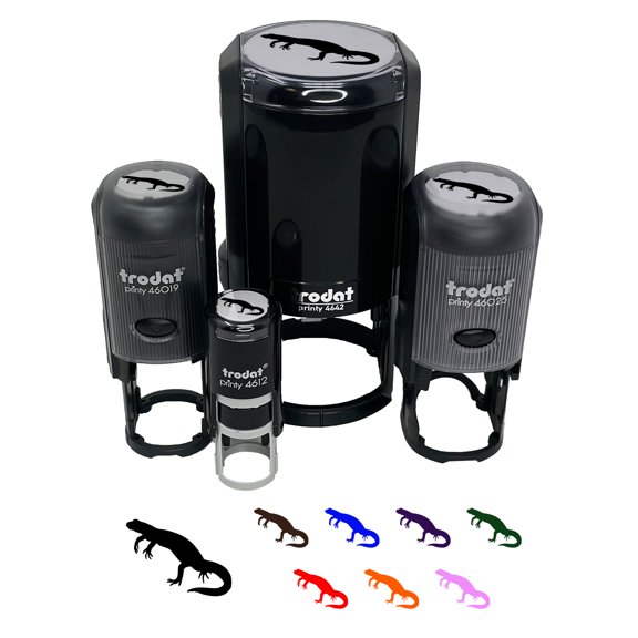 Newt Lizard Salamander Solid Self-Inking Rubber Stamp Ink Stamper - Fuchsia Ink - Small 3/4 Inch