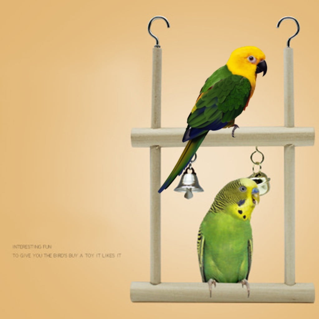 Pet Bird Parrot Climb Chew Toys Bell Swing Cage Hanging For Cockatiel Parakeet 