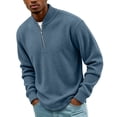 thumbnail image 4 of hotojiny Mens Quarter Zip Pullover Casual Textured Golf Shirts Lightweight Long Sleeve Sweatshirt for Hiking Workout(Blue,Large), 4 of 7