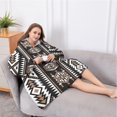 thumbnail image 5 of Oversized Wearable Blanket Hoodie,Brown Triangular Geometric Pattern Sherpa Blanket Hoodie with Super Pockets,Super Warm Fuzzy Pullover for Women & Men, 5 of 6