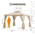 thumbnail image 4 of Sunjoy 10x10 Outdoor Patio Gazebo Outdoor Backyard Modern 2 Tier Steel Frame Soft Top Gazebo with Mesh Netting Grey Khaki, 4 of 14