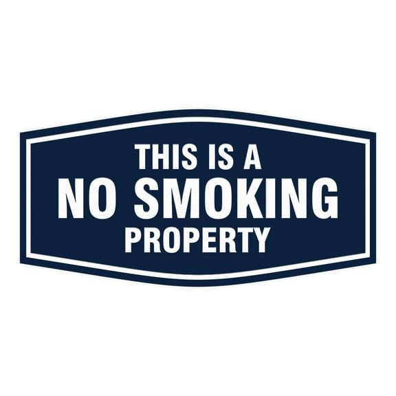 Signs ByLITA Fancy This is a No Smoking Property Durable ABS Plastic Laser Engraved Easy Installation Elegant Design Sign (Navy Blue / White) - Large