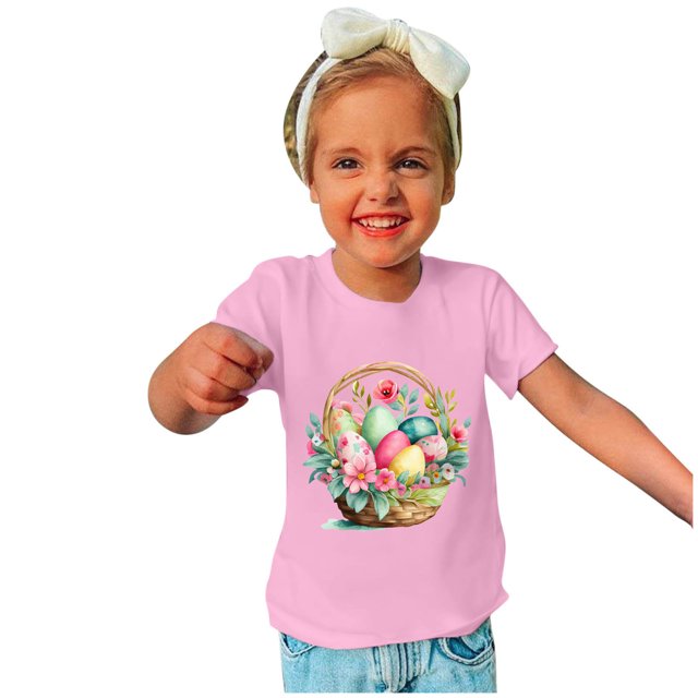 TIMIFIS T-Shirts de Pâques pour Enfants Tout-Petits Mignons Œufs Imprimés Manches Courtes T-Shirt d'Été Col Rond pour Garçons Filles, 9 Ans