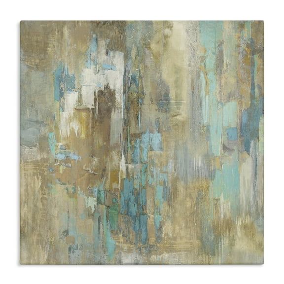 Stupell Industries Complex Abstract with Blue Abstract Painting Wrapped Canvas Art Print Wall Art, 17 x 17