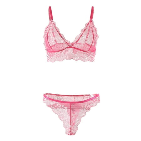 

Quealent Women S Lingerie Lingerie for Women 4 Piece Lingerie Set with Garter Belt and Stockings Bra and Panty Sets Sexy Lace Bodydoll Lingerie Hot Pink M