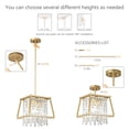 thumbnail image 5 of ZHLWIN Dining Room Light Fixture Farmhouse Chandelier Gold Metal Crystal Pendant Light for Kitchen Island Dining Room Living Room Flat and Inclined Ceiling (Trapezoid -11.81in), 5 of 7