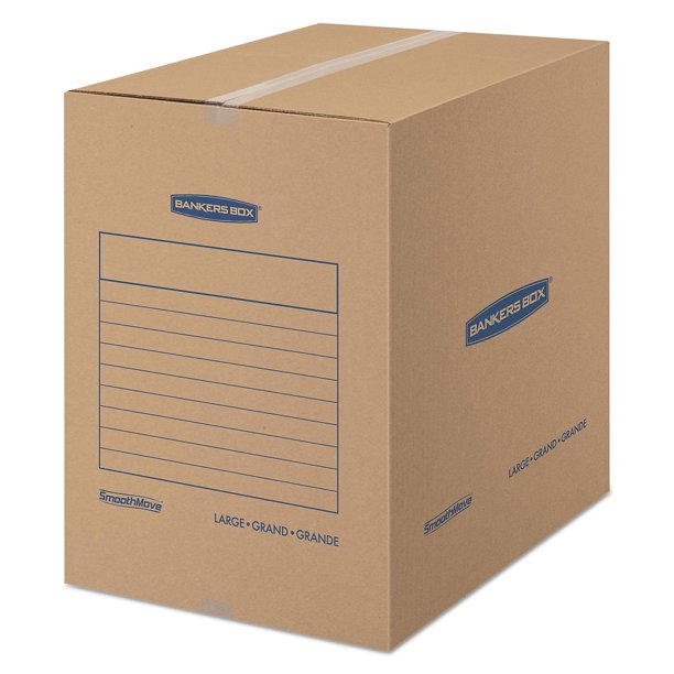 Bankers Box Smoothmove Basic Large Moving Boxes 18 L X 18 W X 24 H Kraft Blue 15 Carton Walmart Com Walmart Com