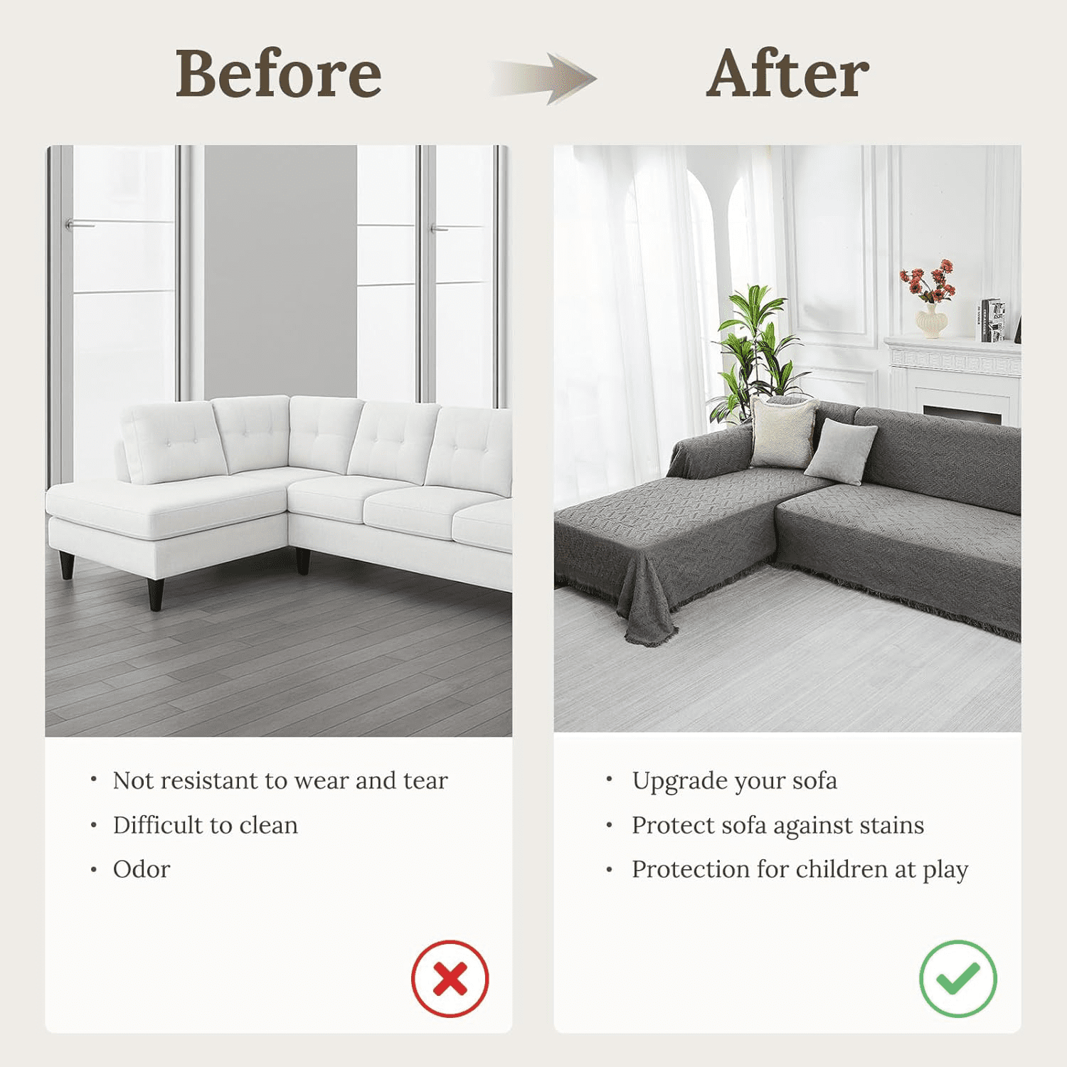 Sanmadrola Couch Cover Sofa Covers Couch Covers for Sectional Sofa Love Seat Couch Covers for 2 Cushion Couch Washable Slipcover for Dog Sofa Protector 71" X102 Gray 1 Piece