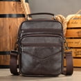 thumbnail image 2 of Black Men's Natural Leather Shoulder Bag Small Male Genuine Leather Handbag Easy Travel Crossbody Bag Quality Messenger Bag (Black), 2 of 7