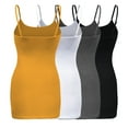 thumbnail image 2 of ShezPretty Womens & Juniors Basic Solid Long Length Adjustable Spaghetti Strap Camisole Tank Top (4PK - Large, Mustard/Charcoal Grey/White/Black), 2 of 7