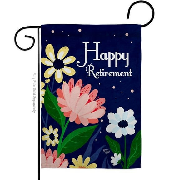 Ornament Collection G192580-BO Happy Retirement Celebration Double-Sided Decorative Garden Flag, Multi Color