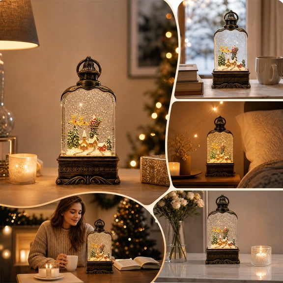 Christmas Night Light, Resin Battery-Operated LED Decoration, Music and Lights for Living Room, Shelf, Assorted Options
