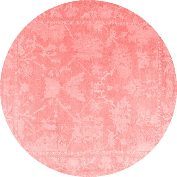 Ahgly Company Machine Washable Indoor Round Oriental Red Traditional Area Rugs, 8' Round