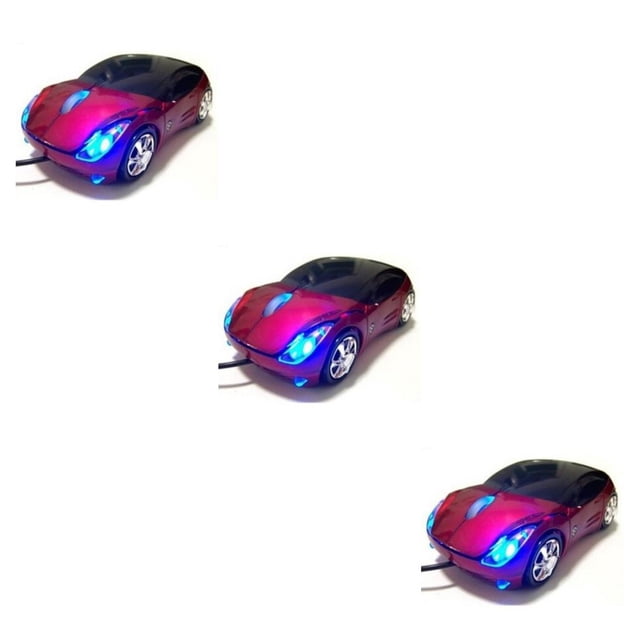Guardoinrt Universal Fast Speed Car Shaped Wired Optical Mouse Portable 3 Keys Gaming Computer Mice Desktop PC Accessories Show as Picture 3Set