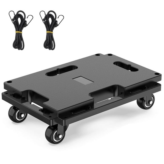 Heavy Duty 4-Wheel Furniture Mover Dolly – 440 Lbs Capacity, Innovative Interlocking Design, Sturdy Flat Rolling Platform with Smooth Casters, Lightweight for Home/Office, Black, 1 Pack