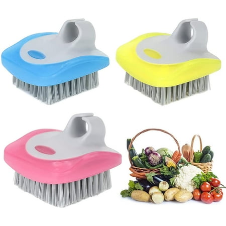

3 Piece Fruit Vegetable Brush 3PCS Veggie Brushes Fruit Scrubber Flexible Bristles Scrubber Cleaning Tool Kitchen Brush for Carrots Fruits Home Kitchen Yellow Orange Blue