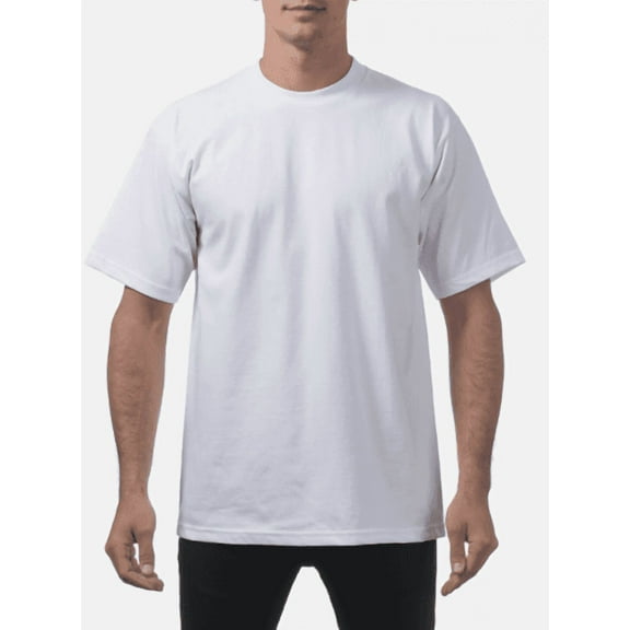 Men's Heavyweight Cotton T-Shirt – Plain Short Sleeve Tee – White - Size - M