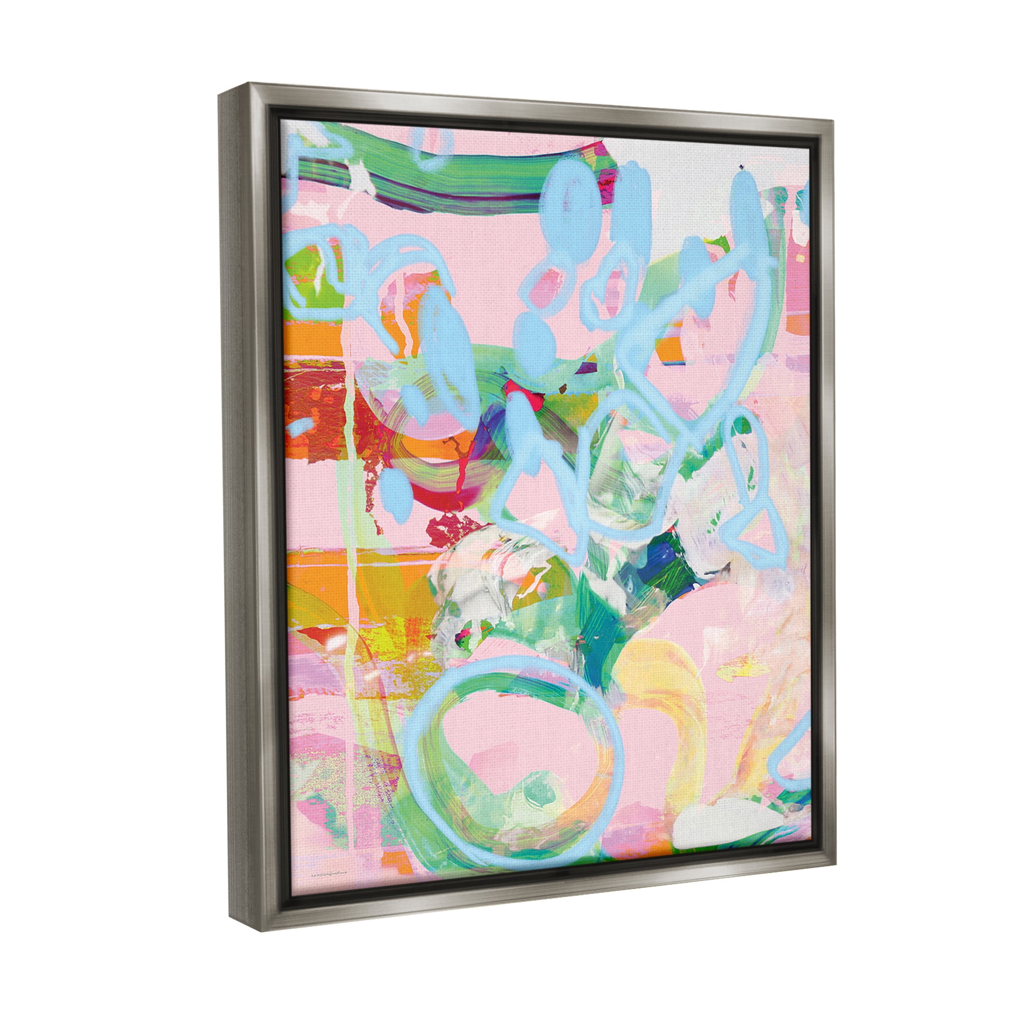Stupell Industries Pastel Abstract Expression Abstract Painting Gray Floater Framed Canvas Art Print Wall Art, 25 x 31