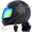 Black Blue, variant on DOCRELD DOT Bluetooth Modular Motorcycle Helmet,Rainbow/Transparent lens Motorcycle Helmet,Dual Visor Full Face Flip up Integrated Motorcycle Helmets,Built-in Dual Speaker Microphone,Adults Men Women
