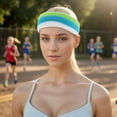 thumbnail image 2 of Unique Bargains 1 Set Breathable Headband with Wristband Sweat Headband for Sport White Green Blue, 2 of 6