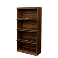 thumbnail image 6 of Resenkos Tall Slant-Back Bookcase, Bookcase Contemporary Closed Back Glass Doors Office Storage Cabinet Floor-to-Ceiling Low Cabinet Bookcase Against Wall Dustproof Bookshelf, Brown, 6 of 12