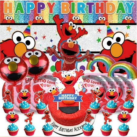 Elmo Party Supplies Decor Tableware Backdrop Banner Cake Topper Balloons Birthday Decorations